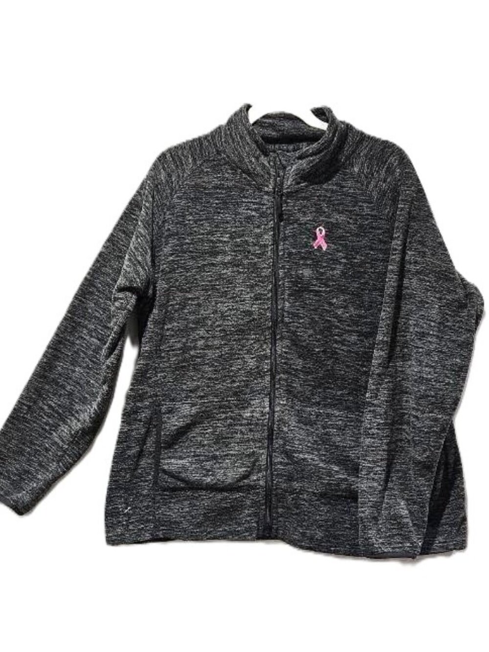 Breast Cancer Shop Grey Zipper Fleece Kangaroo Pockets XXL